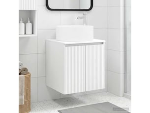 Meuble de lavabo mural, rangement salle de bain blanc 49.5x44.5x65.5 cm