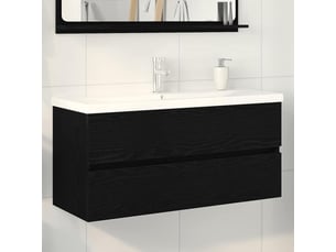 Meuble de lavabo de salle de bain, armoire de bain chêne noir 100 x 39 x 62 cm cf65518