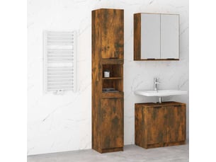 Amoire de salle de bain, meuble de rangement chêne fumé 32x34x188.5 cm bois d'ingénierie
