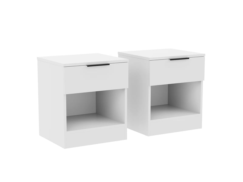  Table de chevet trega 1 tiroirs, commode de nuit, chambre, rangement, set de 2, 41x39x28cm, blanc 3332085 - Conforama A
