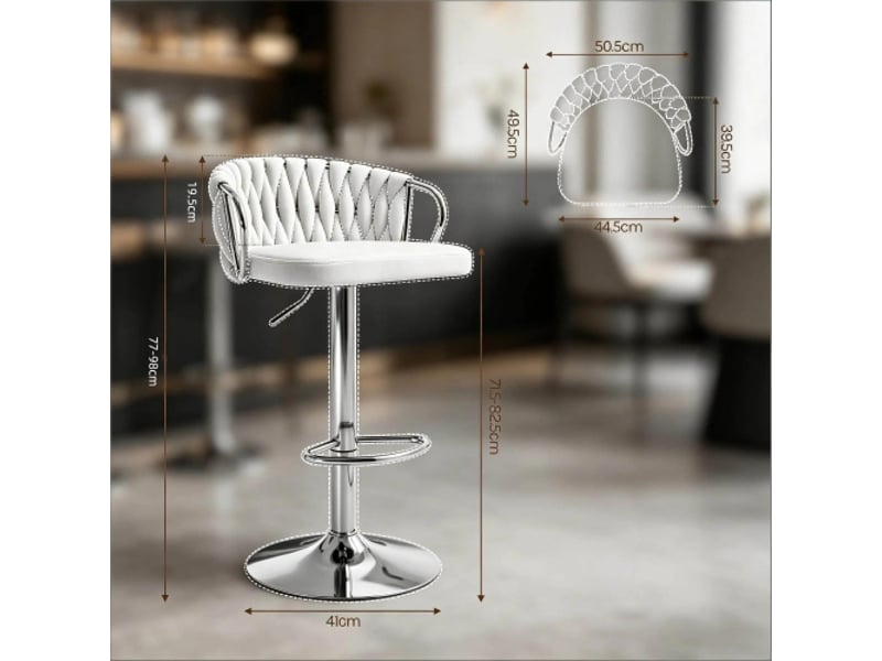  Lot de 2 tabourets de bar,50,5x49,5 cm,réglables et pivotants,velours,noir  - Conforama C
