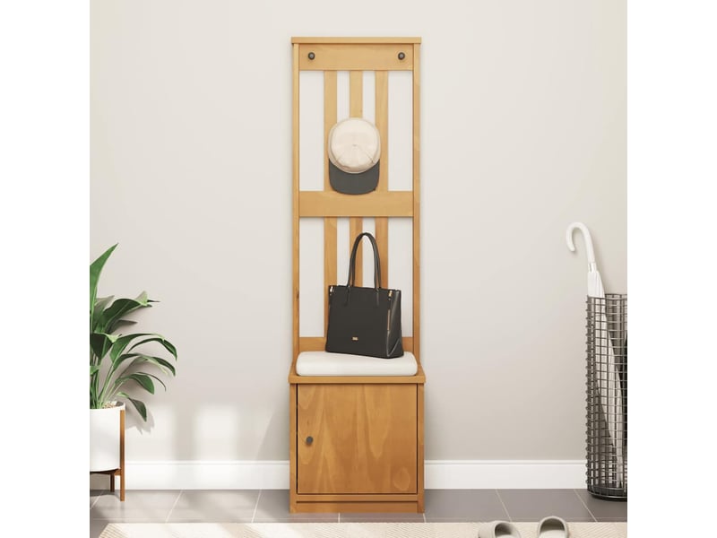  Porte manteau couloir sandnes 45x40x159,5 cm bois massif pin shl71447  - Conforama C