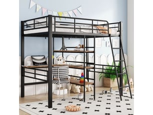 Lit mezzanine 90x200 cm <strong>ZOVIRA</strong>  <strong></strong> coloris noir