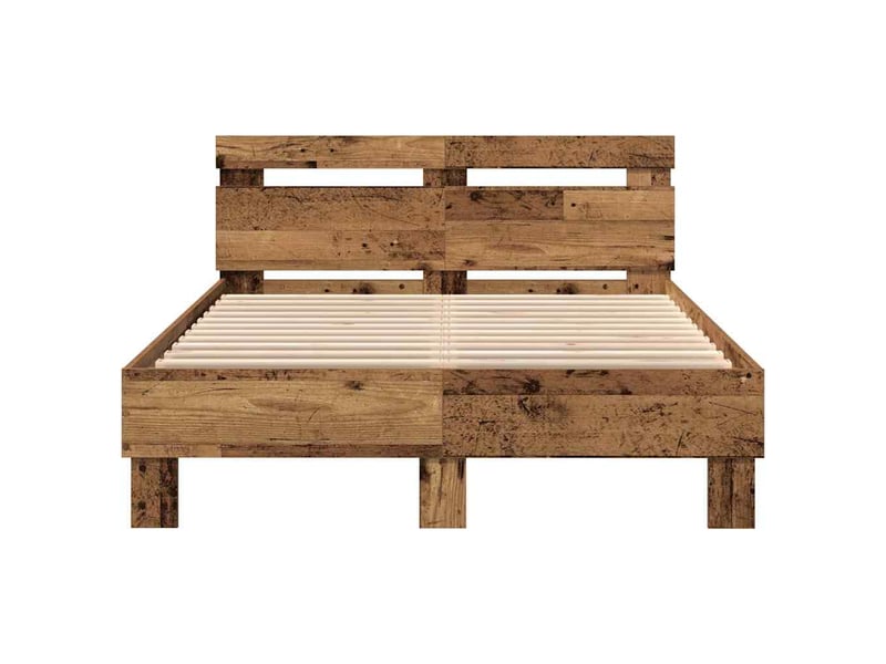 Lit double- lit adulte - cadre de lit bois ancien 120 x 190 cm bois d'ingénierie - Conforama D