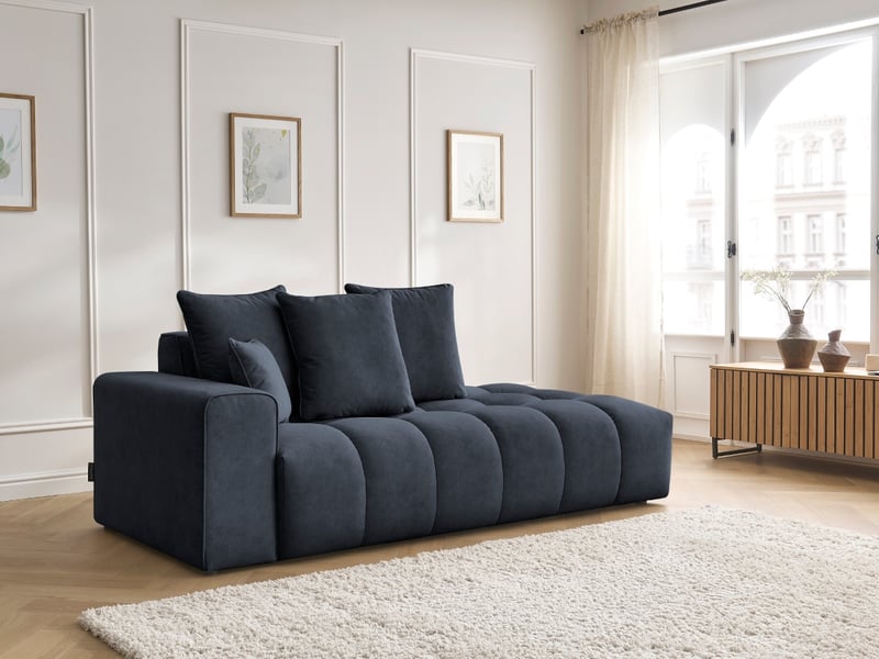 Bobochic canapé droit fixe mont-blanc velours bleu foncé  accoudoir gauche MONT-BLANC - Conforama D