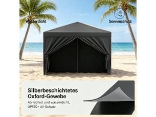 Gazebo de jardin stable 3x3 m, pavillon pliable pour mariage, terrasse et événements