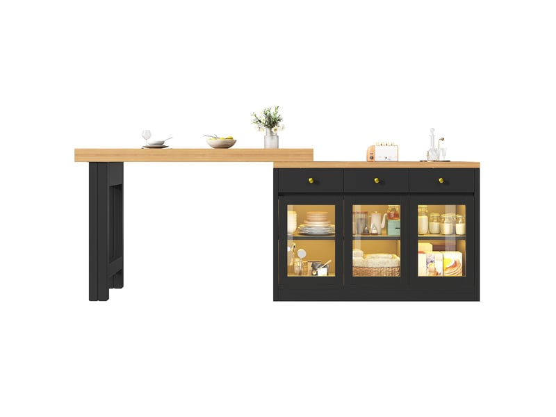 Table à manger extensible en mdf noir 120-200x40x75,5 cm - pangivo - Conforama A