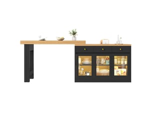 Table à manger extensible en mdf noir 120-200x40x75,5 cm - pangivo