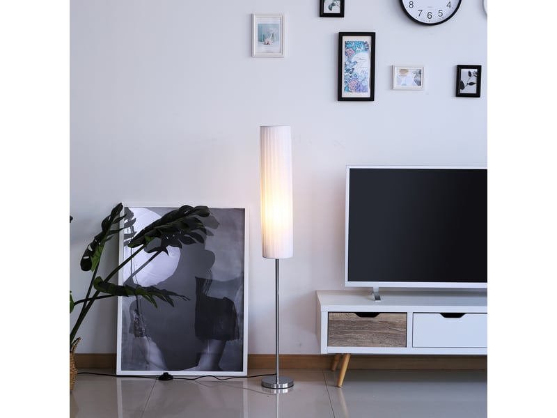  Lampadaire moderne pour chambre, bureau, salon (2 douilles e27) avec interrupteur et faible consommation d'énergie, base en acier inoxydable, 120 cm  - Conforama C