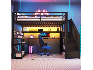 Lit mezzanine 140x200 cm MODENVIE coloris noir