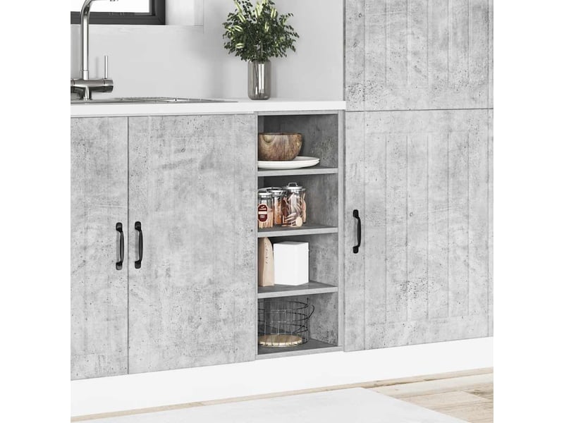  Meuble de rangement, meuble bas de cuisine gris béton 30x44,5x81,5cm bois d'ingénierie  - Conforama C