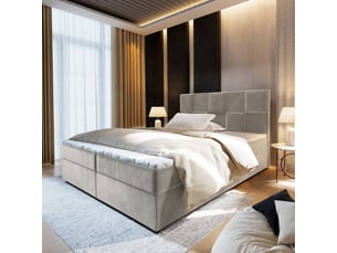 Lit avec rangement 180x200 cm <strong>MASSENO</strong>  <strong></strong> coloris beige