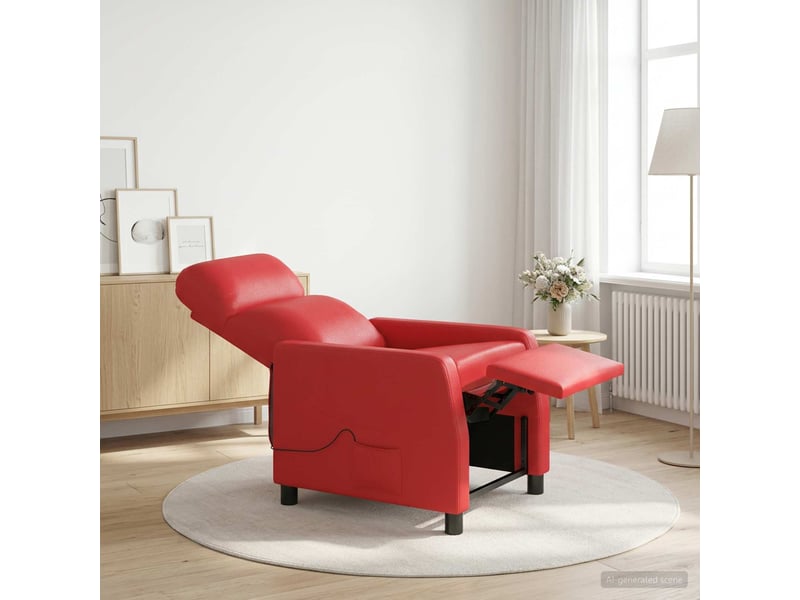  Vidaxl fauteuil de massage inclinable rouge simili cuir  - Conforama B