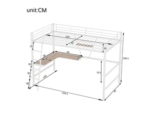 Lit mezzanine 90x200 cm <strong></strong>  <strong></strong> coloris blanc