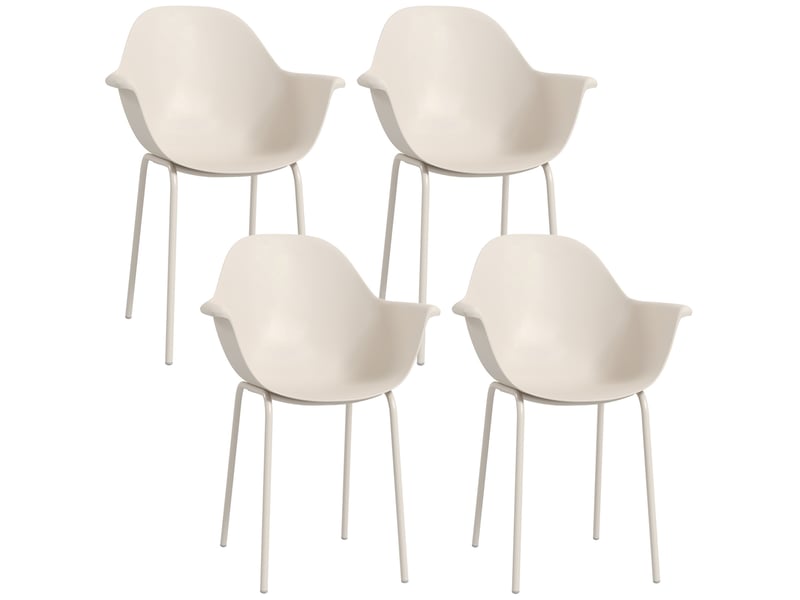  Lot de 4 chaises de jardin empilables 59x55x84 cm avec dossier et accoudoirs métal gris  - Conforama A