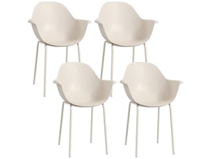 Lot de 4 chaises de jardin empilables 59x55x84 cm avec dossier et accoudoirs métal gris