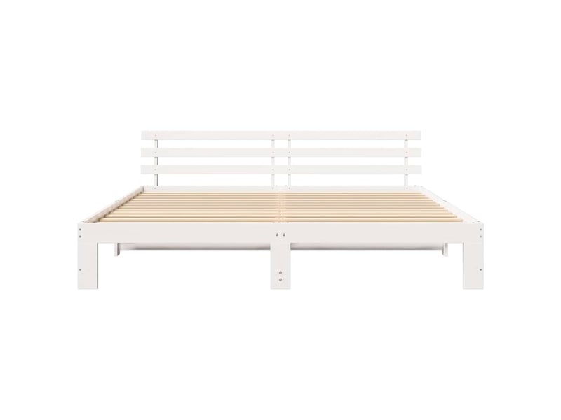  Lit double- lit adulte -  cadre de lit avec tête de lit blanc 200 x 200 cm pin massif  - Conforama D