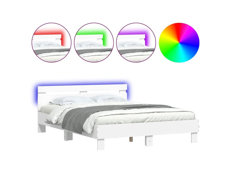Lit double- lit adulte - cadre de lit avec led sans matelas blanc 150x200 cm - Conforama A