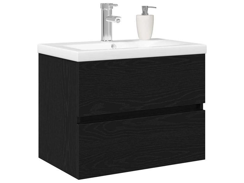  Meuble de lavabo de salle de bain, armoire de bain chêne noir 60 x 39 x 62 cm cf65530  - Conforama C