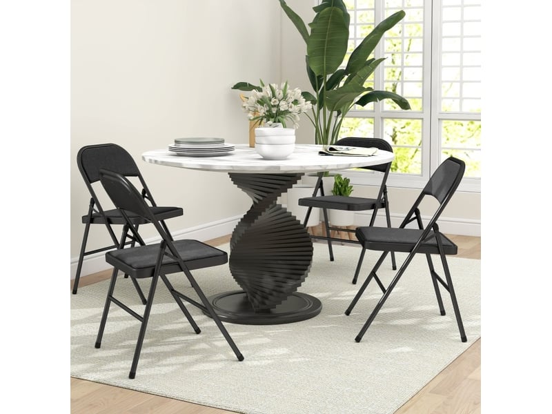  Lot de 4 chaises pliantes 45x46x78 cm en métal noir, muni de repose-pieds, assise et dossier rembourrés  - Conforama B