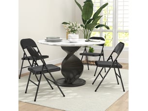 Lot de 4 chaises pliantes 45x46x78 cm en métal noir, muni de repose-pieds, assise et dossier rembourrés
