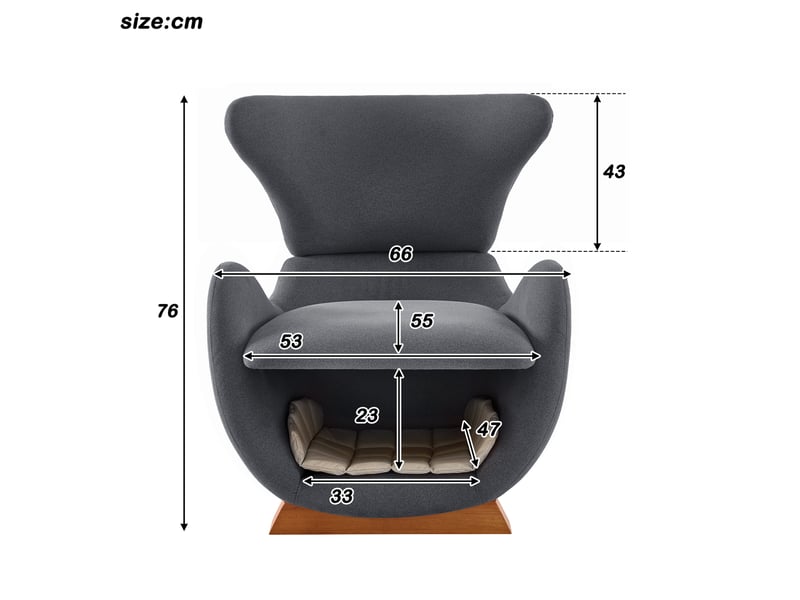 Fauteuil de relaxation avec niche, tissu résistant aux griffures et structure en bois gris - Conforama C
