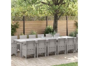Ensemble de salle à manger pour jardin 15 pièces gris clair