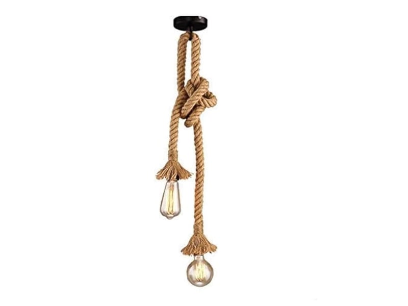  Lumière suspendue de double-tête de corde de chanvre pour manger,  longueur 100cm  - Conforama A