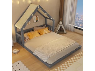 Lit cabane 140x200 cm <strong></strong> <strong>evarich</strong> coloris gris