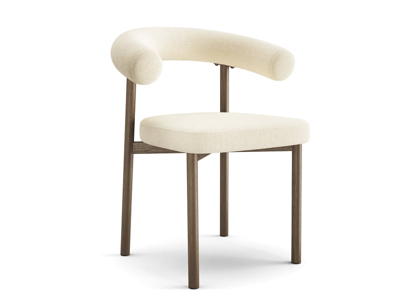  Lot de 2 chaises en tissu tramé toucher doux crème harper SC65TTDCRCF - Conforama A