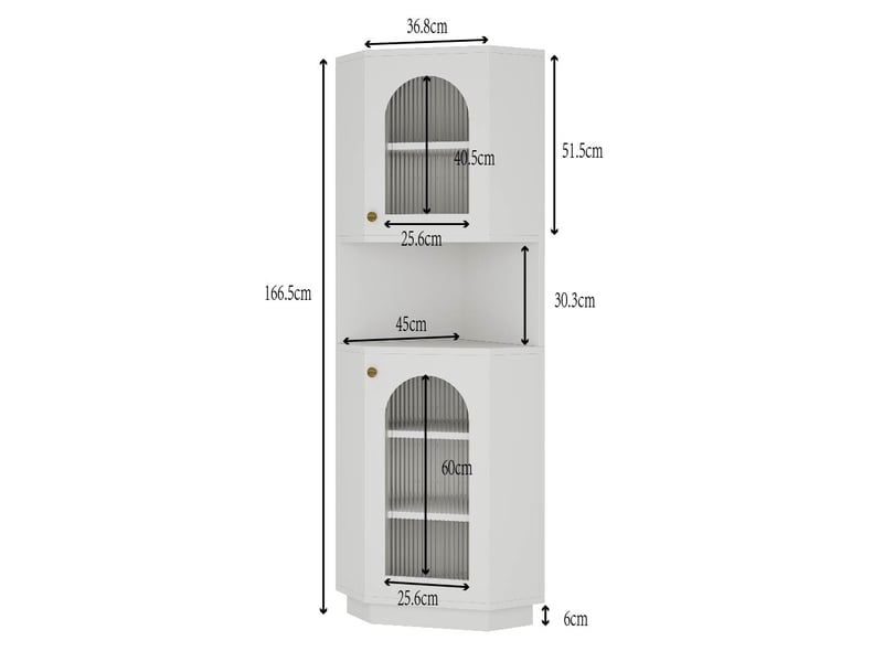  Colonne d’angle sdb blanche 45 × 45 × 166,5 cm, led, étagères réglables  - Conforama C