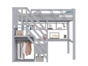 Lit mezzanine 140x200 cm HAVRYA coloris gris