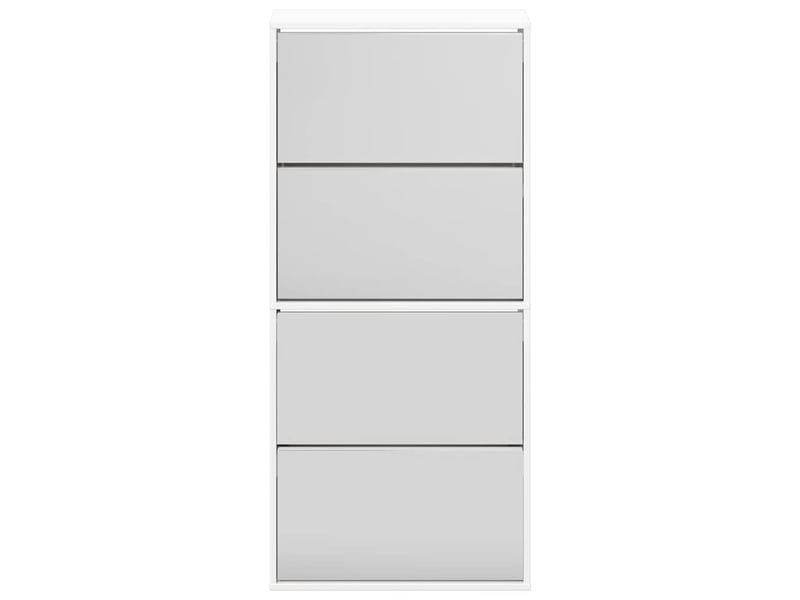  Meuble à chaussure, armoire à chaussures miroir 4 niveaux blanc brillant  - Conforama E