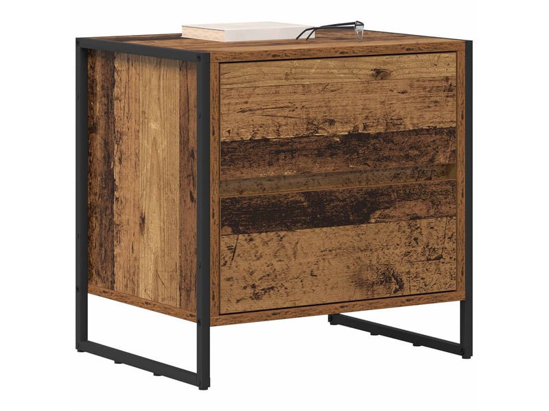  Table de chevet avec tiroir 2 pièces bois ancien 50 x 39,5 x 50 cm  - Conforama C