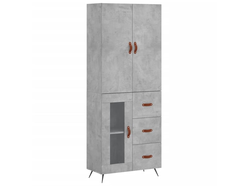  Buffet haut - bahut - meuble de rangement gris béton 69,5x34x180 cm bois d'ingénierie  - Conforama A
