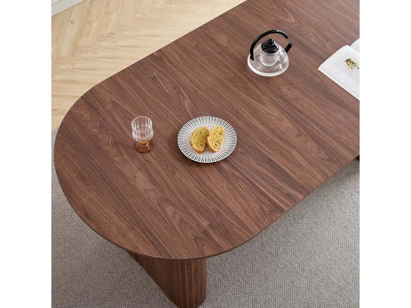 Table à manger ovale - 180 cm table mdf de moderne - pour 6-8 personnes - mdf - couleur noyer - Conforama D