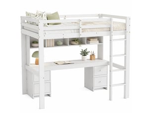 Lit mezzanine 90x200 cm <strong>MEULVA</strong>  <strong></strong> coloris blanc