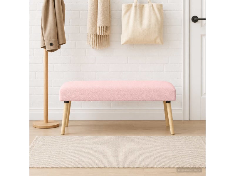  Banc rembourré, banc de lit, banc uni rose 110x40x46 cm bouclé  - Conforama C