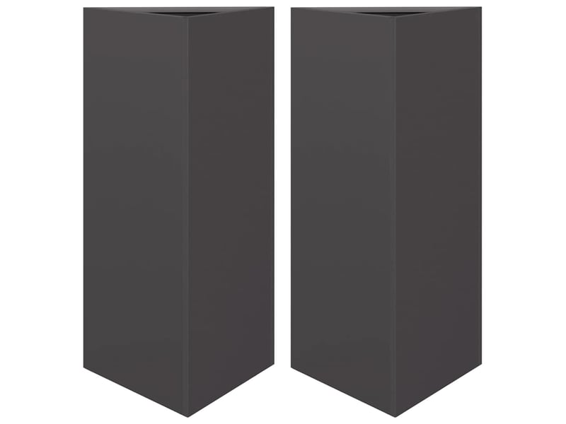  Jardinière - bac à fleurss 2 pcs noir triangulaire 40x34,5x75 cm acier  - Conforama A