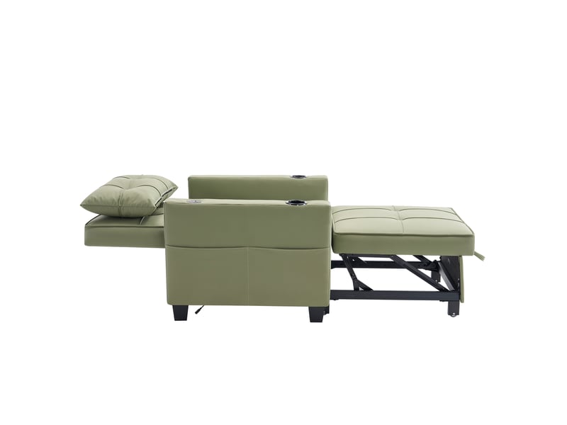 Canapé-lit 3-en-1 extensible – avec porte-gobelets et port usb, fauteuil-lit, fauteuil-lit, fauteuil, parfait pour les petites pièces - Conforama A