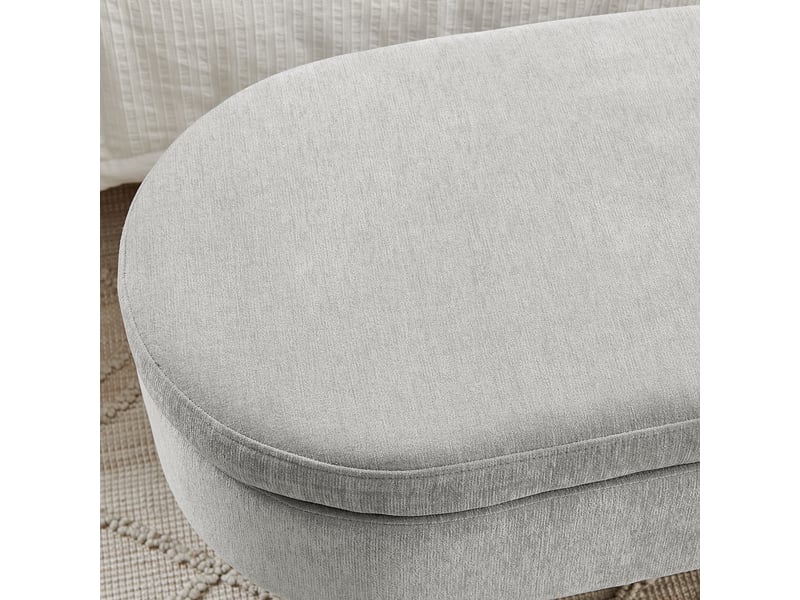 Banc de rangement multifonction en tissu chenille gris pieds en bois cadre massif 20 l 110x40x42 cm pour chambre salon entrée chaussures  - Conforama E
