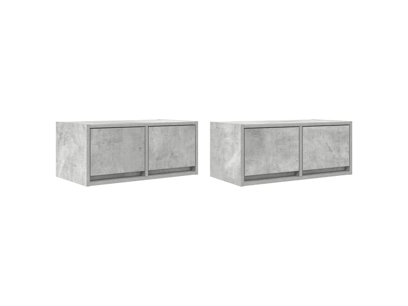  Lot de 2 meuble tv bas salon gris béton 60x31x25,5 cm bois d'ingénierie shl98123  - Conforama A