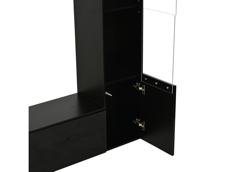  Ensemble mural tv 245 x 30 x 170 cm en mdf avec rangements noir chicfurn  - Conforama E