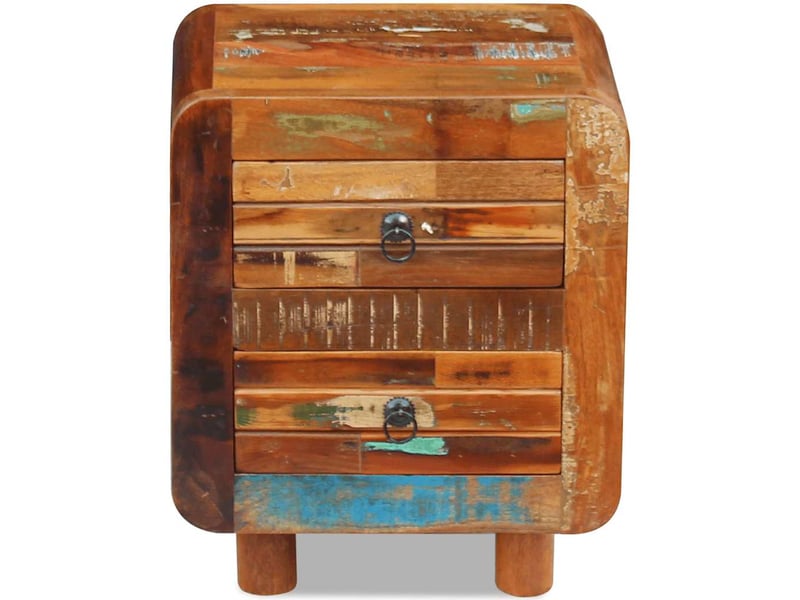  Table de chevet - cabinet de chevet - table de nuit bois de récupération massif 43x33x51 cm  - Conforama B