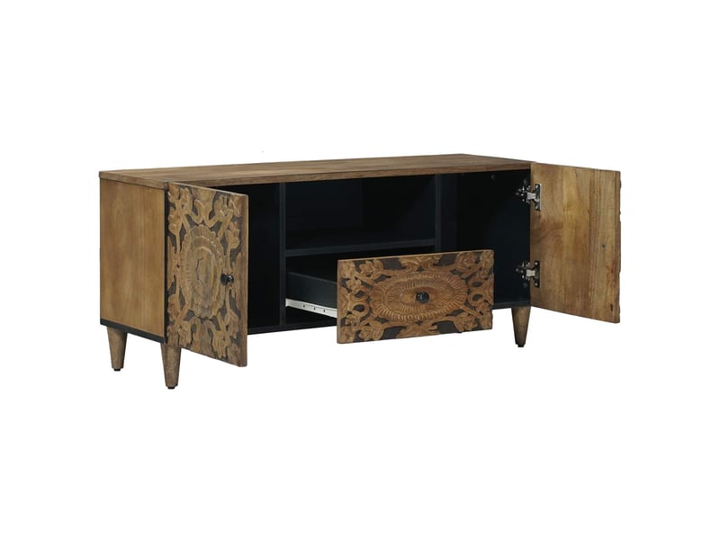  Meuble tv - banc tv - meuble de rangement marron 105 x 33,5 x 46 cm bois de mangue massif  - Conforama A