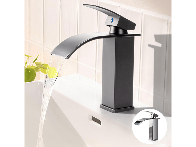 Robinet de lavabo cascade gris, mitigeur d'évier avec bec haut de 115 mm, robinet cascade gris g 38  - Conforama B