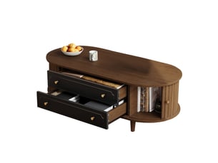 Table basse rectangulaire coloris marron <strong>KORFEE</strong> <strong></strong> - 50 cmx100 cm