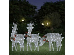 Rennes de noël 6 pcs argenté blanc froid maille