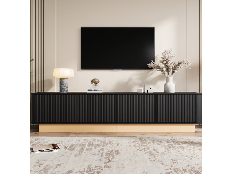 Meuble tv 4 portes avec rangement et passe-câbles 200 cm homvra  - Conforama B