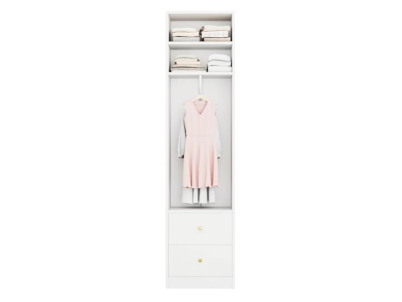  Armoire penderie étroite blanche 50x30x200 cm avec 2 tiroirs et 1 barre de penderie mdf et acier  - Conforama A